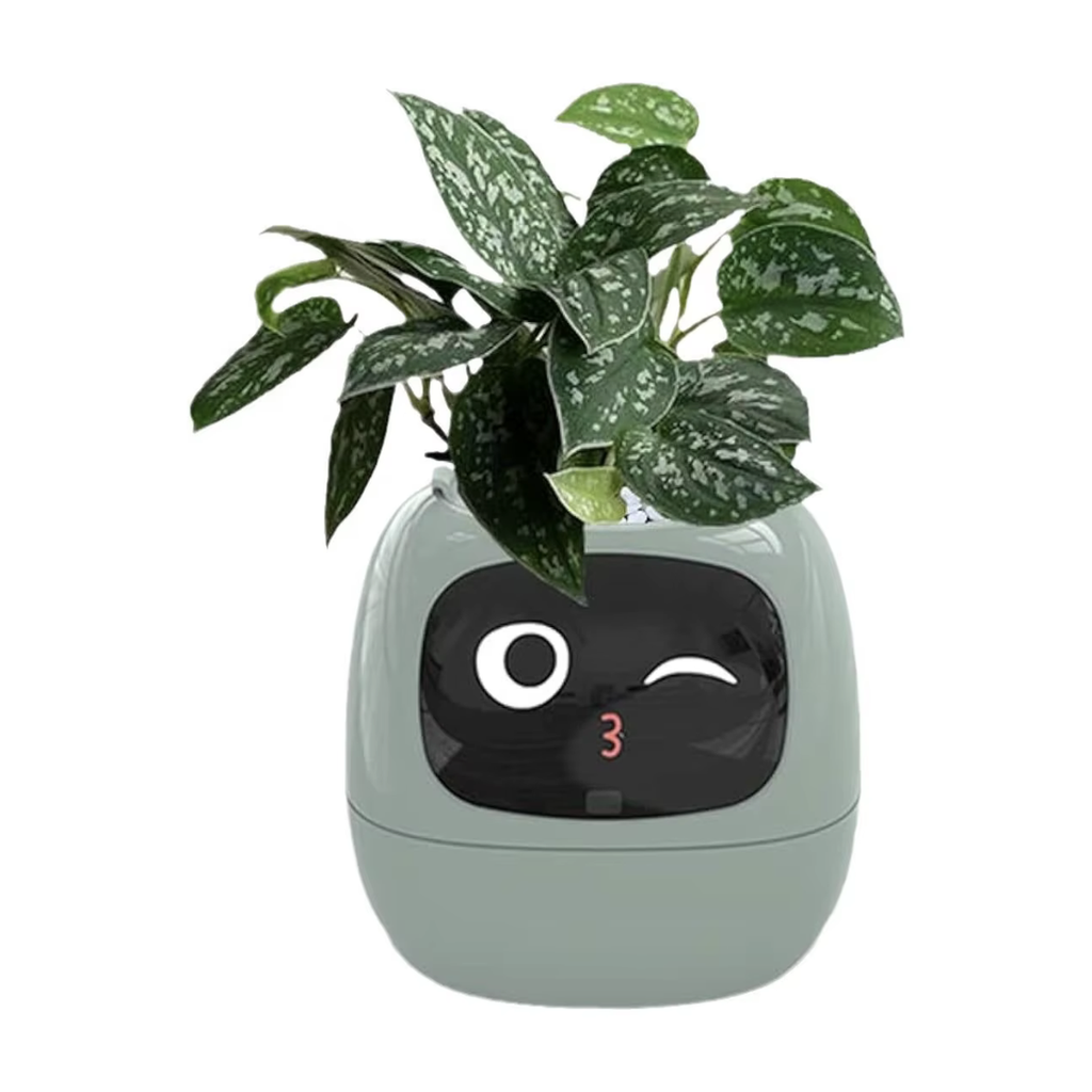 Smart plant pot in green